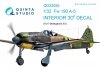 Quinta Studio QD32055 FW 190A-5 3D-Printed & coloured Interior on decal paper (for Hasegawa kit) 1/32